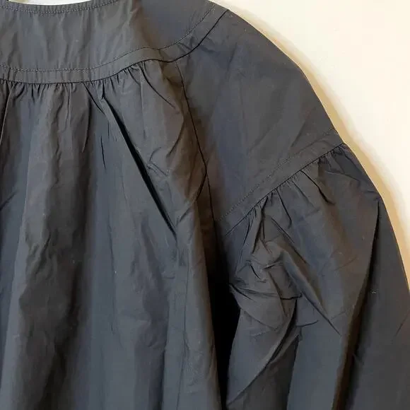 J.Crew Shirred Popover Top Cotton Poplin Long Sleeve Office Date CI522 Black XXS - Picture 10 of 15